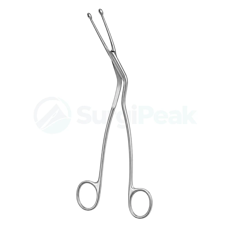 Foerster Forceps 10" Curved Narrow Serrated Long