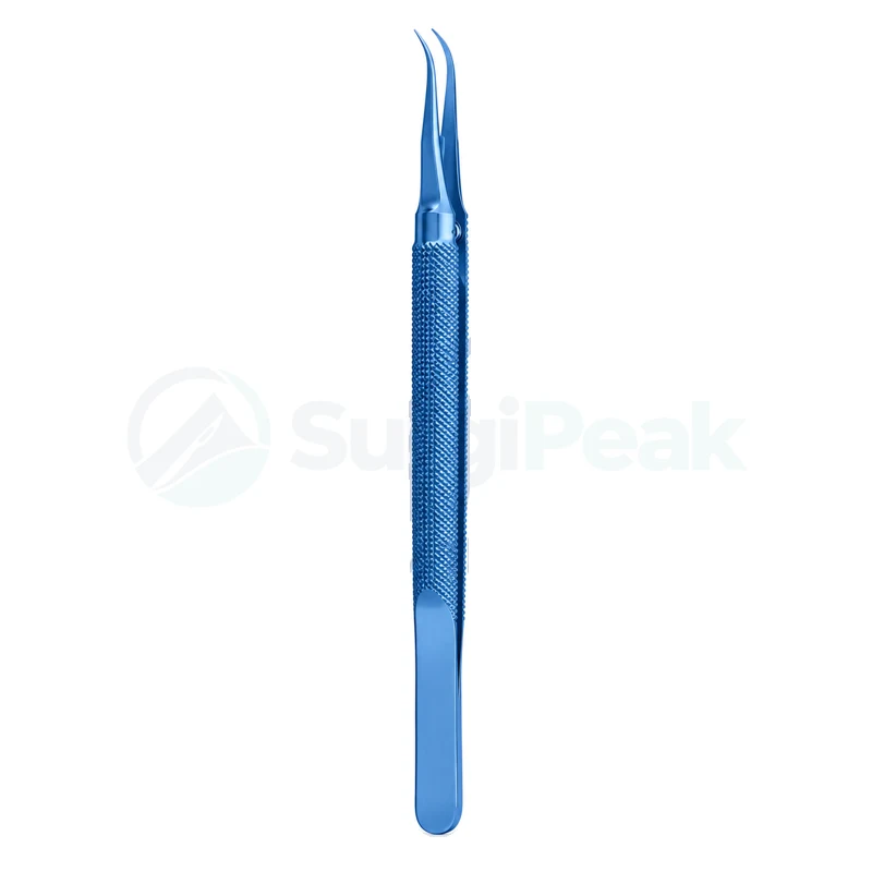 Micro Forceps - Curved 0.4mm Concave/Convex Tips, Round Handle, Titanium, 6.3″ (16cm)